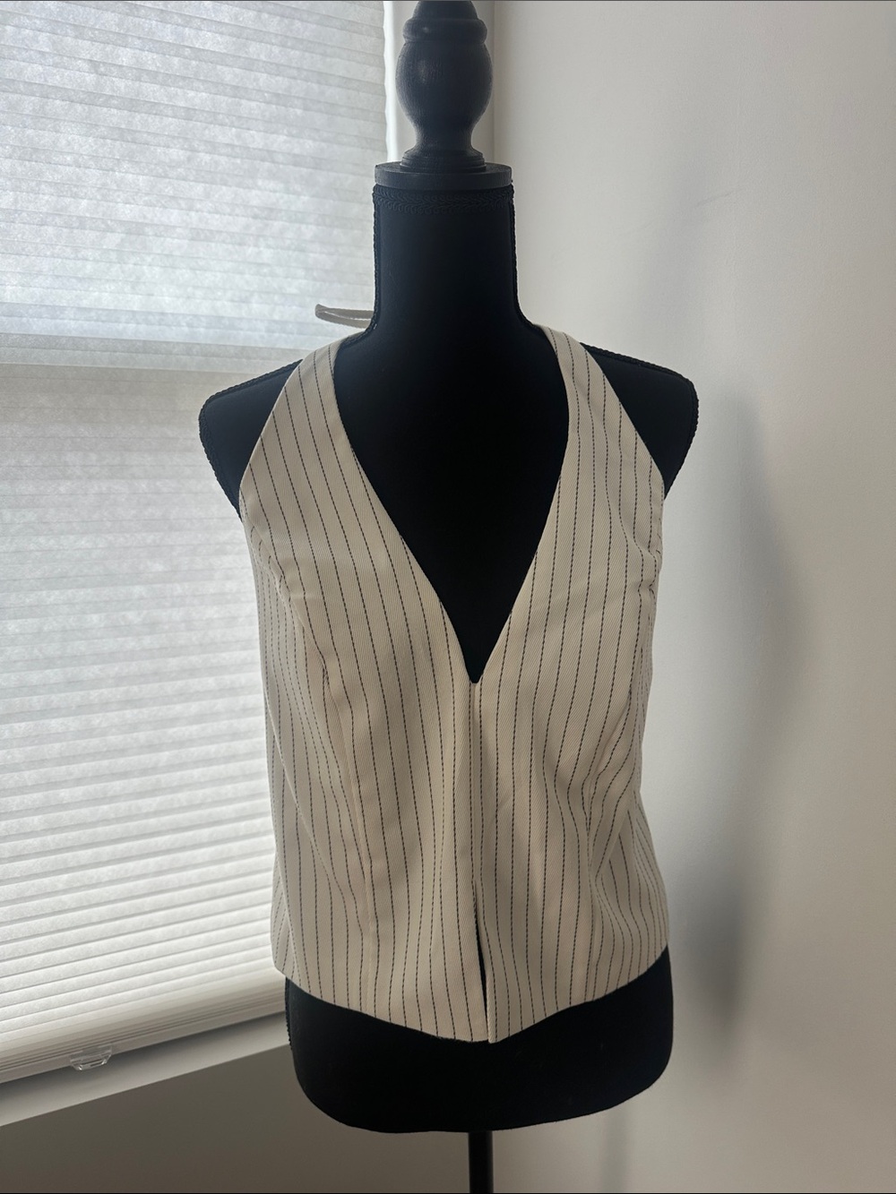 Abercrombie & Fitch Cream Pinstripe V-Neck Halter Camisole